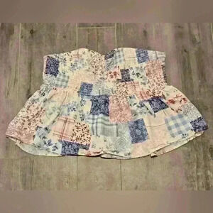 American Eagle Women's Floral Patchwork Babydoll Top